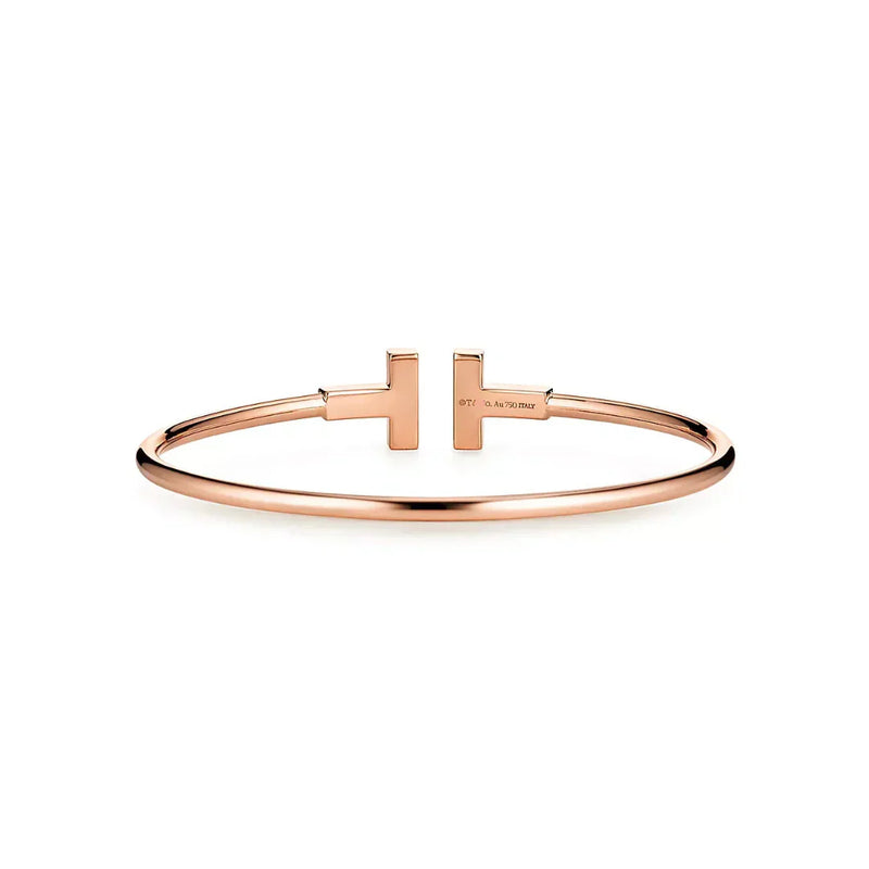 Diamond T Wire Bracelet Rose Gold