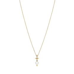 Pearl Pendant Necklace in Yellow Gold with Diamonds