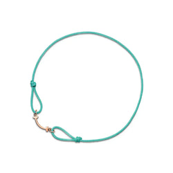 T Smile Bracelet with Rose Gold on a Blue Cord