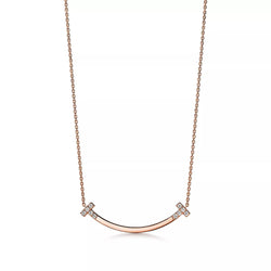 T Smile Medium Necklace in Rose Gold with Diamonds