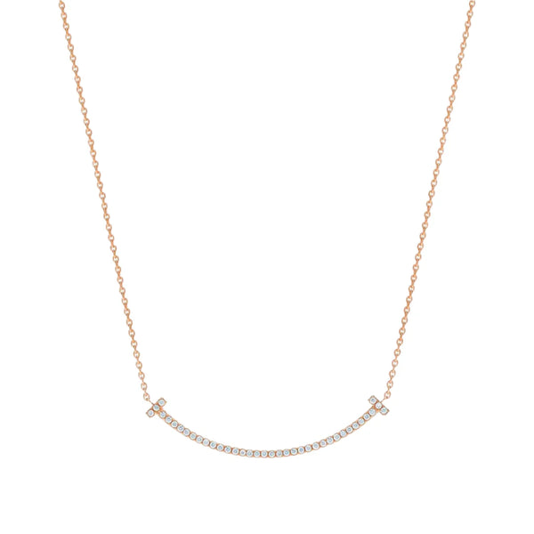 T Smile Pendant Small in Rose Gold Full Diamonds