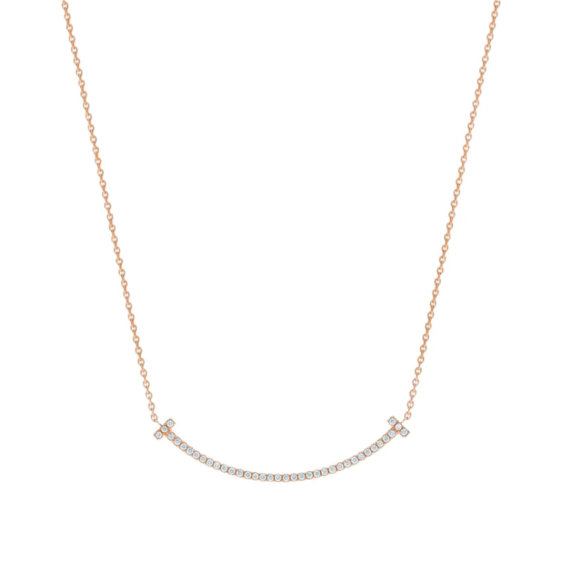 T Smile Pendant Small in Rose Gold Full Diamonds