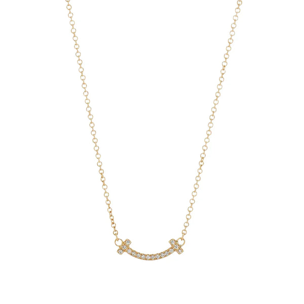 T Smile Pendant in Yellow Gold Full Diamonds