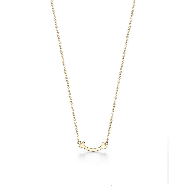 T Smile Pendant in Yellow Gold Full Diamonds