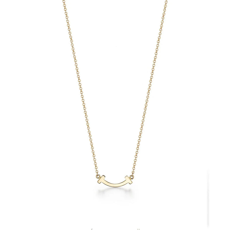 T Smile Pendant in Yellow Gold Full Diamonds