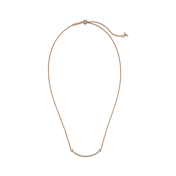 T Smile Pendant in Rose Gold with Diamonds
