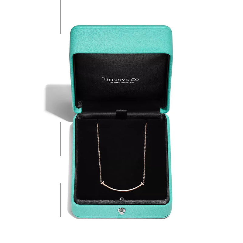T Smile Pendant in Rose Gold with Diamonds