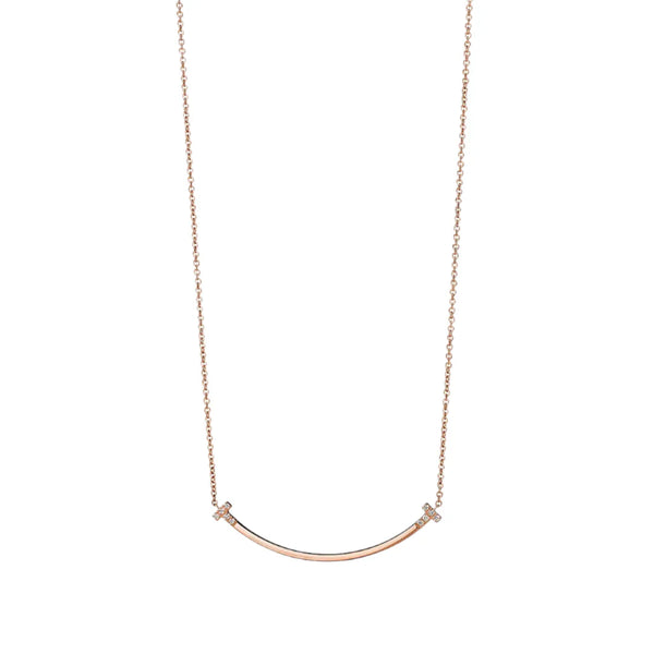T Smile Pendant in Rose Gold with Diamonds