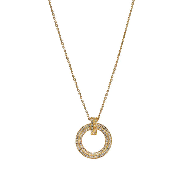 T T1 Circle Pendant Necklace in Yellow Gold