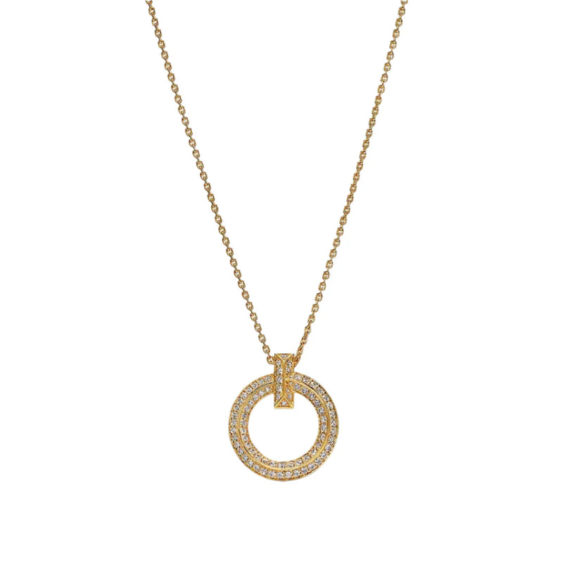 T T1 Circle Pendant Necklace in Yellow Gold