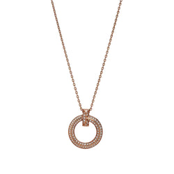 T T1 Narrow Circle Pendant Necklace Rose Gold Full Pavé Diamonds
