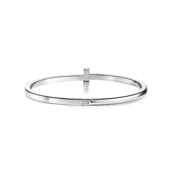 T1 Narrow Hinged Bangle White Gold