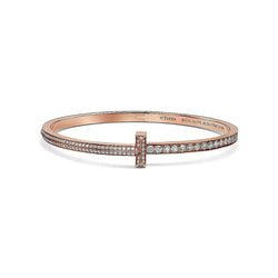 T1 Narrow Pave Diamond Hinged Bangle in Rose Gold