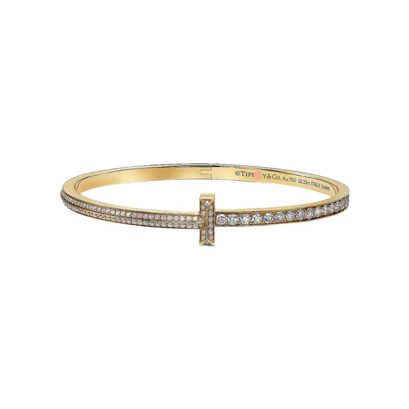 Bracelets T1 Narrow Pavé Yellow Gold Full Diamonds