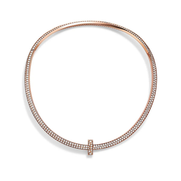 T T1 Pavé Full Diamond Necklace in Rose Gold