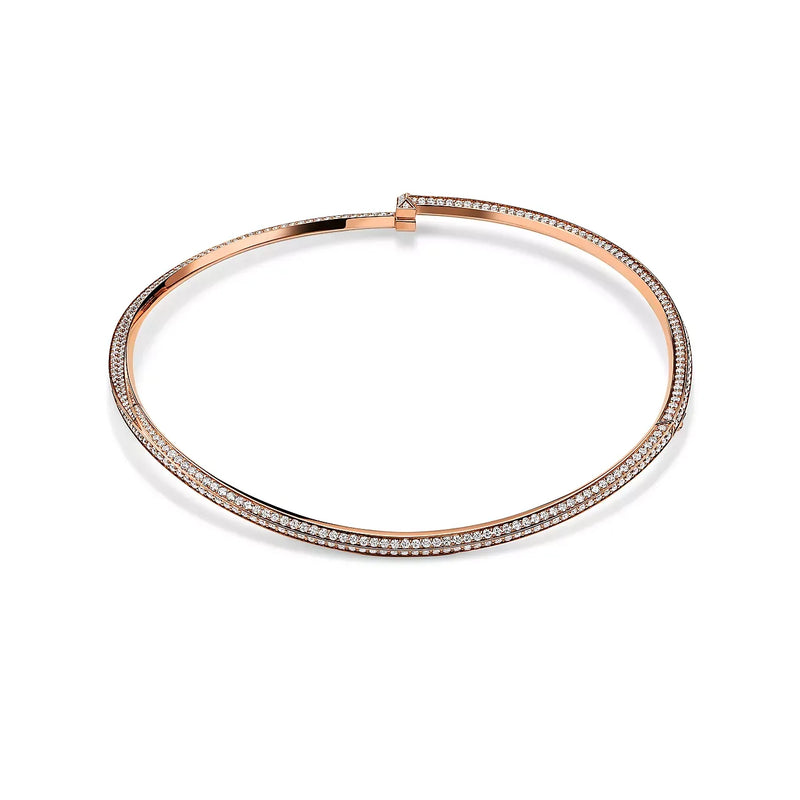 T T1 Pavé Full Diamond Necklace in Rose Gold