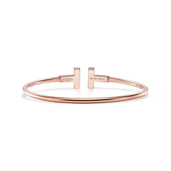 T Wire Bangle with Mother-of-Pearl Accents Rose Gold