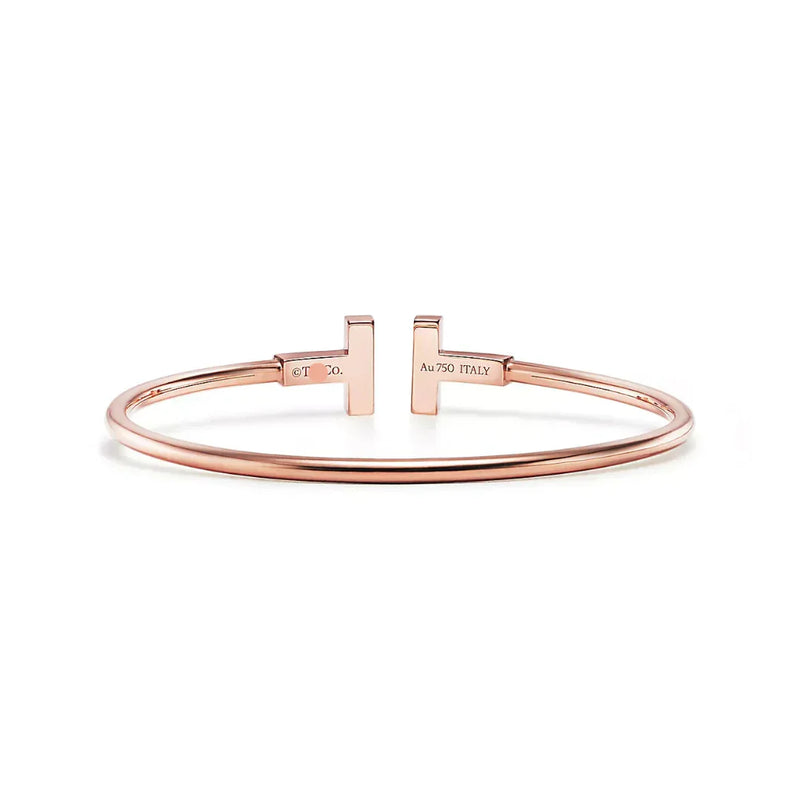 T Wire Bangle with Mother-of-Pearl Accents Rose Gold