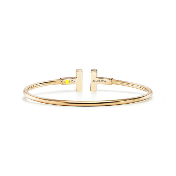 T Wire Bangle with Mother-of-Pearl Accents Yellow Gold