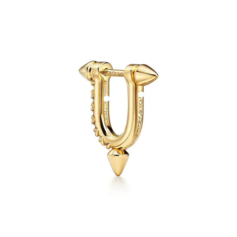 Titan Small Yellow Gold With Diamonds Earrings