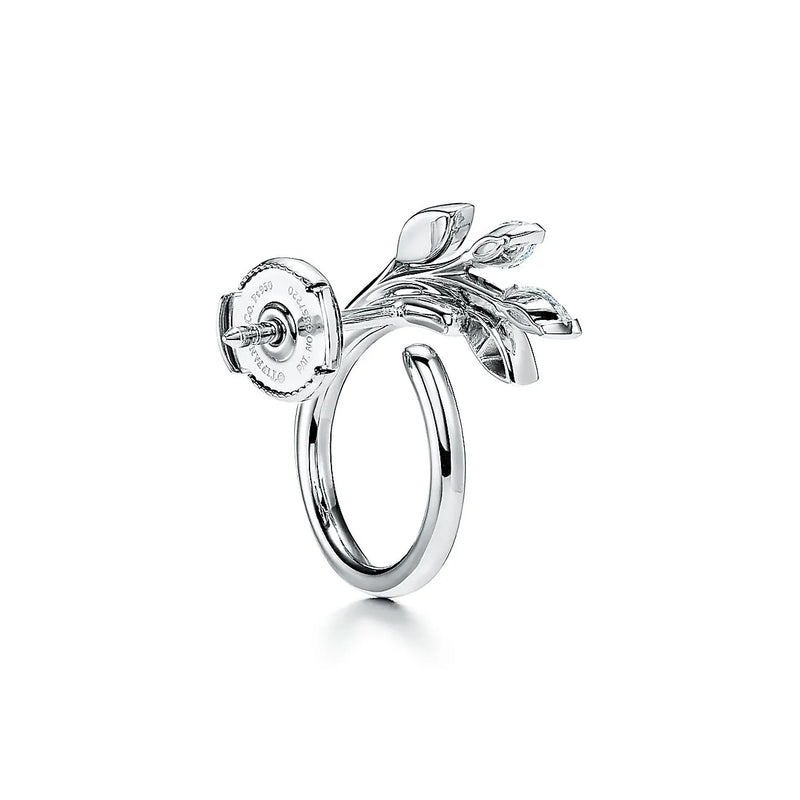 Victoria Vine Circle Platinum With Diamonds Earrings
