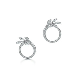 Victoria Vine Circle Platinum With Diamonds Earrings