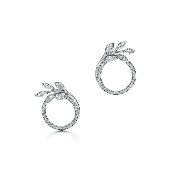 Victoria Vine Circle Platinum With Diamonds Earrings