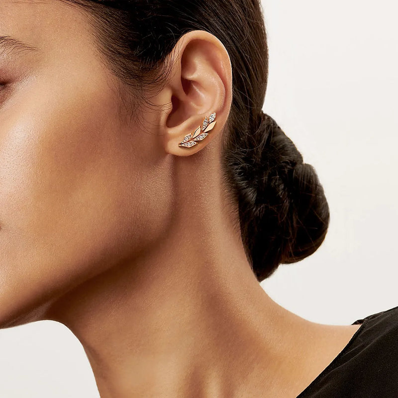 Victoria Vine Climber Rose Gold With Diamonds Earrings