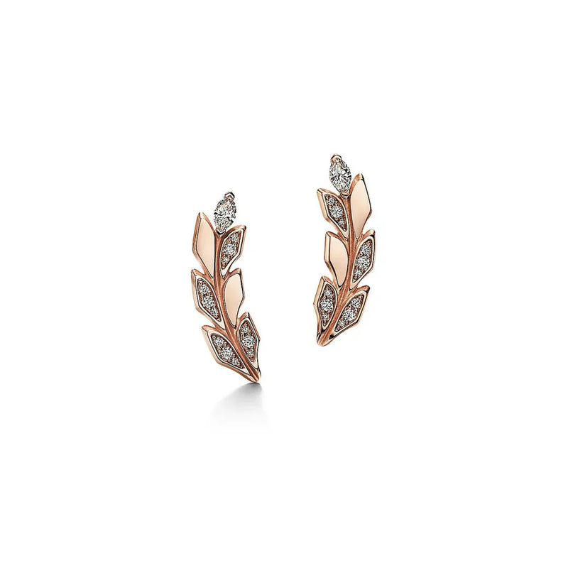 Victoria Vine Climber Rose Gold With Diamonds Earrings