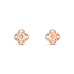 Vintage Alhambra Earrings Rose Gold Vermeil With Moissanite
