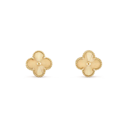Vintage Alhambra Earrings Yellow Gold Vermeil Guilloche Finish