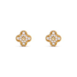 Vintage Alhambra Earrings Yellow Gold Vermeil With Moissanite