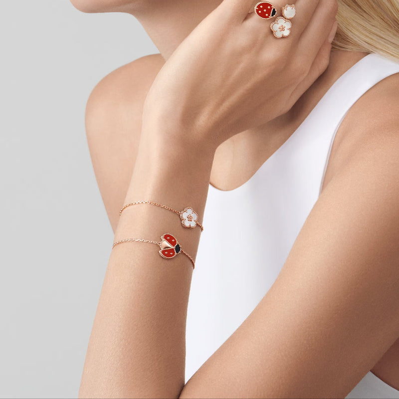 Lucky Spring Bracelet Plum Blossom Rose Gold White Mother of Pearl